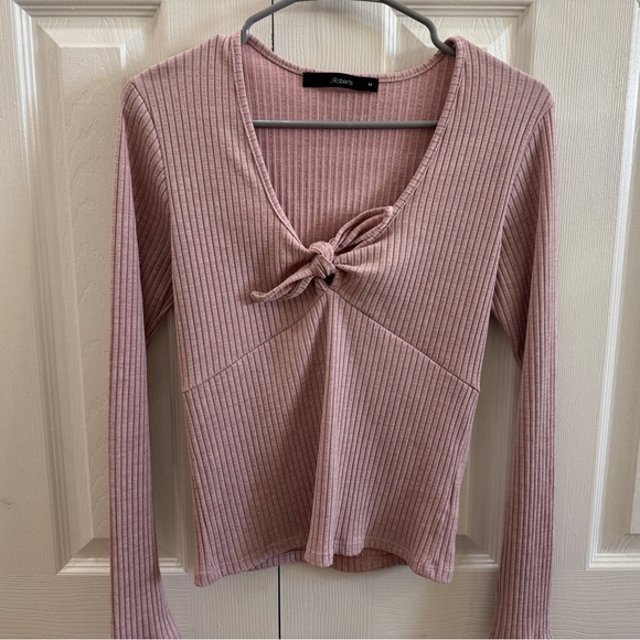 J. Roberts Tops - J. Robert’s Pink Ribbed Knit Long Sleeved Top